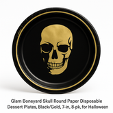 Glam Boneyard Metallic Skull Halloween Plates, 7-Inch, 8-Pack